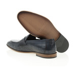 Pointed Crocodile Penny Loafer // Navy Blue (Euro: 40)