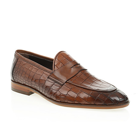 Pointed Crocodile Penny Loafer // Tobacco (Euro: 43)