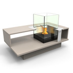 Level Compact Coffee Table With Fireburner (Black Textured)