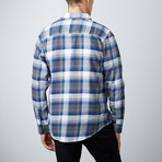 Long-Sleeve Plaid Flannel Shirt // Blue (L)