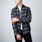 Long-Sleeve Plaid Flannel Shirt // Black (S)