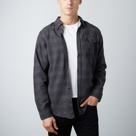 Checker Long-Sleeve Shirt // Charcoal Black (S)