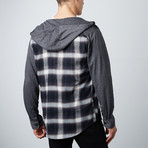 Cash Long-Sleeve Hooded Shirt // Brown (S)