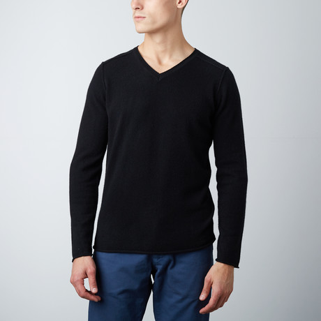 Cashmere V-Neck Shirt // Black (XS)