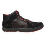 Mika Perforated High-Top Sneaker // Black + Red (Euro: 40)