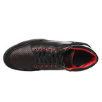 Mika Perforated High-Top Sneaker // Black + Red (Euro: 43)