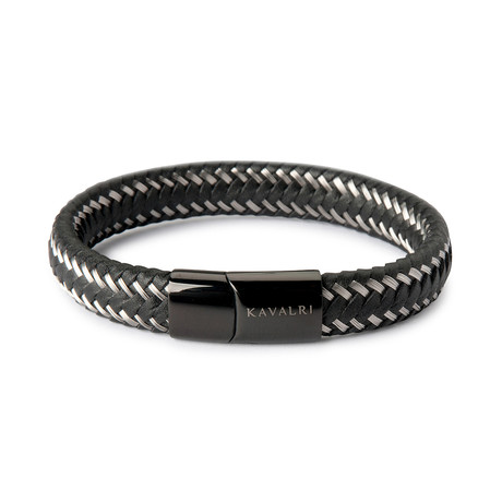 Black Leather + Wire Bracelet // Black Clasp