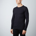 Ultra Soft Long Sleeve Waffle Thermal Crew Neck // Black (S)