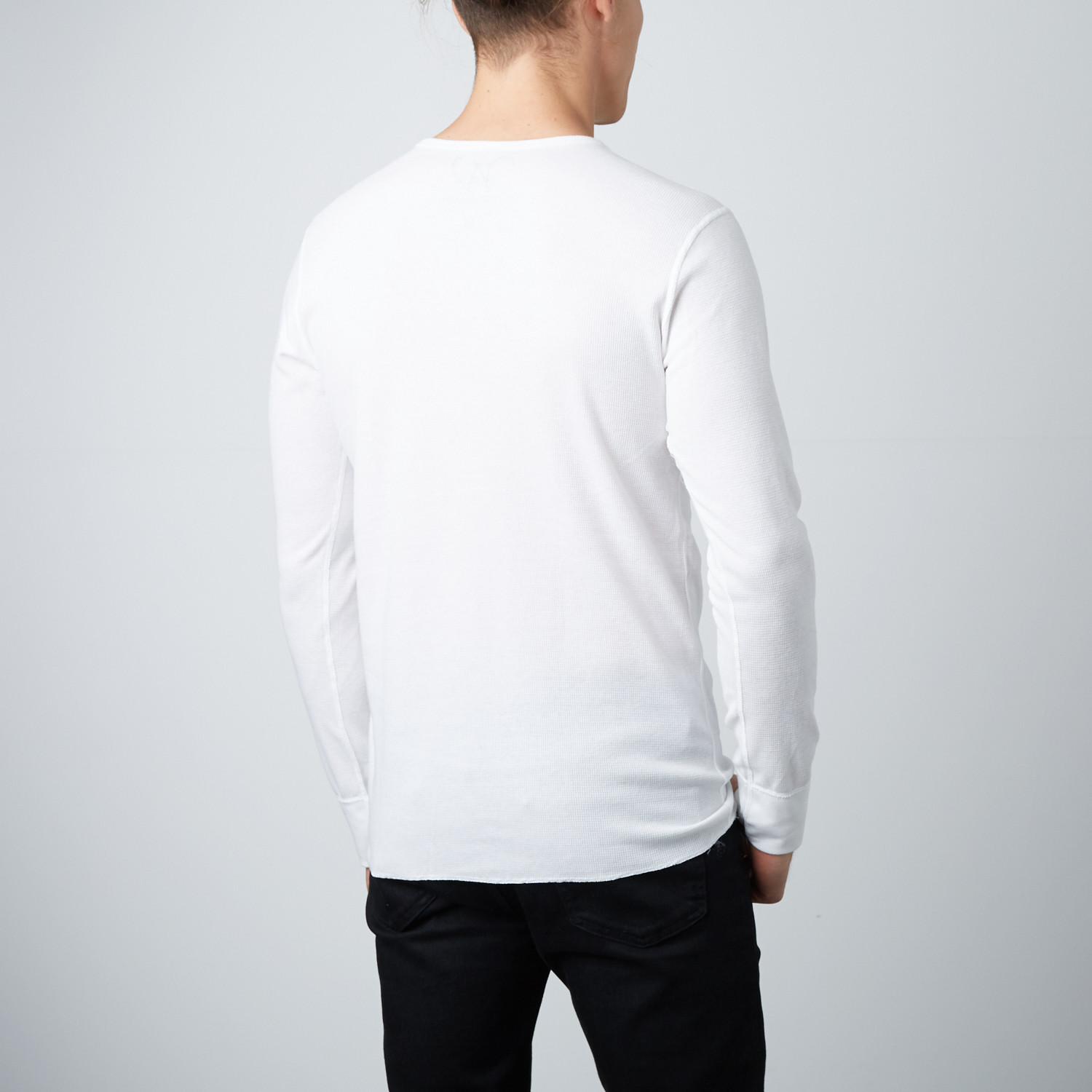 Ultra Soft Long Sleeve Waffle Thermal Crew Neck // White (S) - Ethan ...