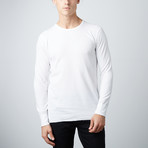 Ultra Soft Long Sleeve Waffle Thermal Crew Neck // White (S)