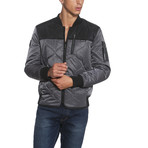 Charcoal Oval Quilted Bomber (S)