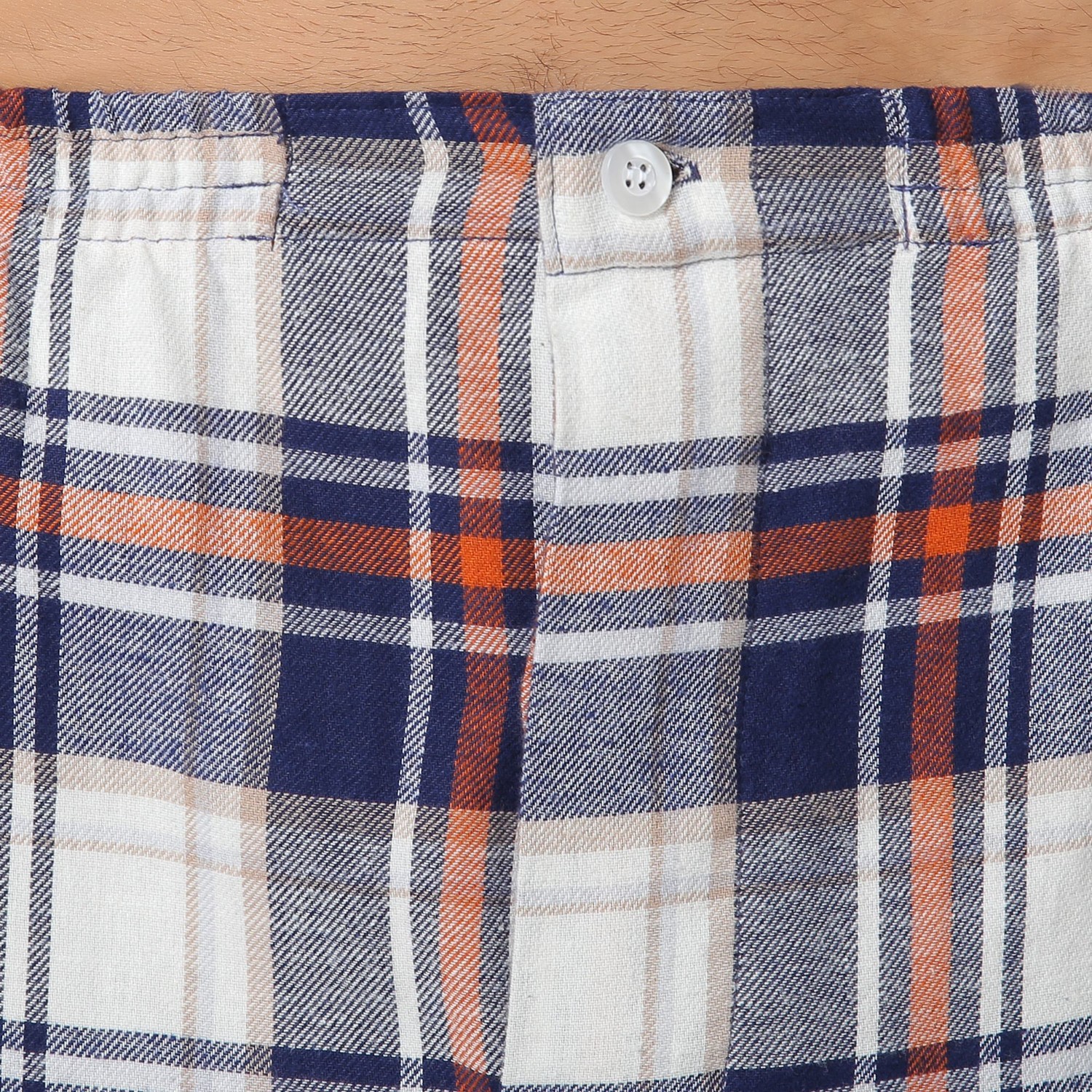 Henley Pajama Set W/ Plaid Pant // Blue + White + Orange (S) - Sunny E ...