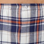 Henley Pajama Set W/ Plaid Pant // Blue + White + Orange (S)