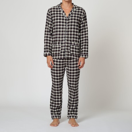 Storyboard Check L/S Pajama Set // Black + Grey (S)