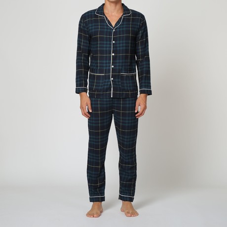Everest Check L/S Pajama Set // Grey + Black (S)