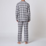 Winter Check L/S Pajama Set // Grey + White (2XL)