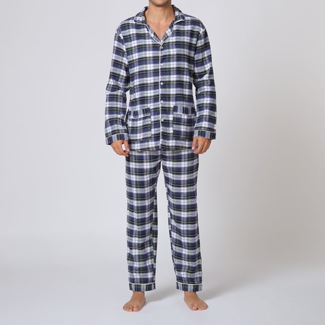 Grand Checks Pajama Set // Green + Blue + White (S)