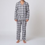 Winter Check L/S Pajama Set // Grey + White (2XL)