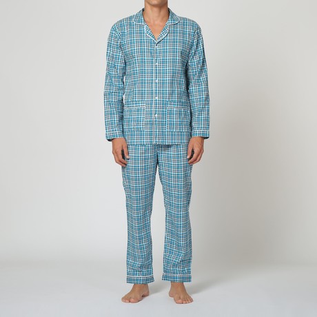 Charly Check L/S Pajama Set // Blue + White Checks (S)