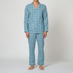 Charly Check L/S Pajama Set // Blue + White Checks (2XL)