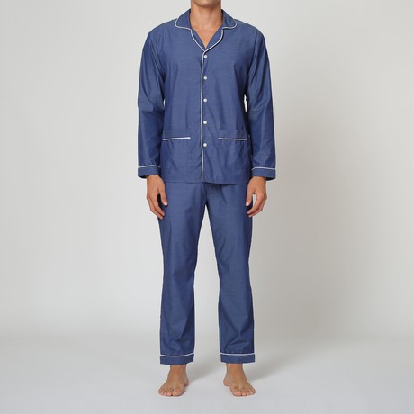 Solid Poplin Pajama Set // Blue (S)