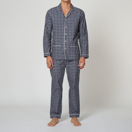 Checkmate Woven Pajama Set // Blue (S)