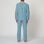 Charly Check L/S Pajama Set // Blue + White Checks (2XL)
