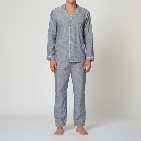 Woven Striped Pajama Set // Blue (S)