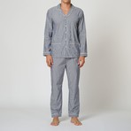 Woven Striped Pajama Set // Blue (M)