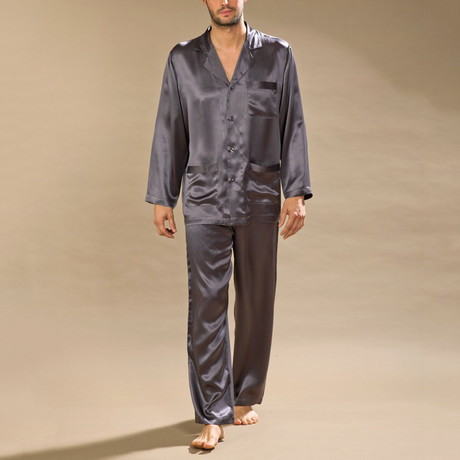 Brad Satin L/S Pajama Set // Dark Grey (S)