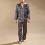 Brad Satin L/S Pajama Set // Dark Grey (XL)