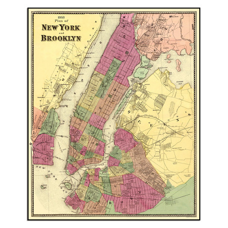Plan of New York and Brooklyn, 1868 (11.5"W x 9.25"H)