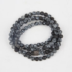 Healing Stone 2-In-1 Necklace + Wrap Bracelet // Frosted Snowflake Obsidian (S)