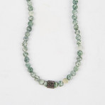 Healing Stone 2-In-1 Necklace + Wrap Bracelet // Green Spot Stone (S)