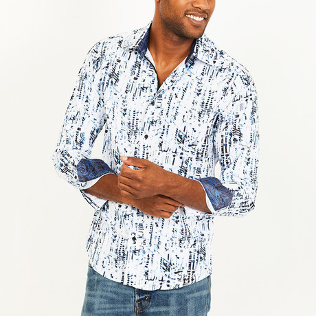 Harold Button-Up Shirt // White + Blue (S)