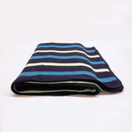 Cashmere Blend Throw // 3 Color Stripes (Sable Brown, Cherry Red)