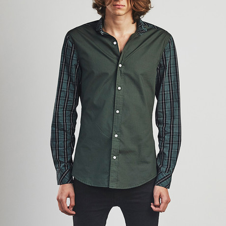 Long Sleeved Check Shirt // Olive (S)