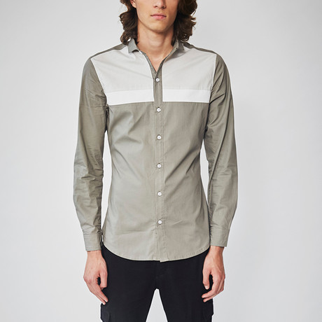Long Sleeved Stripe Shirt // Gray (S)