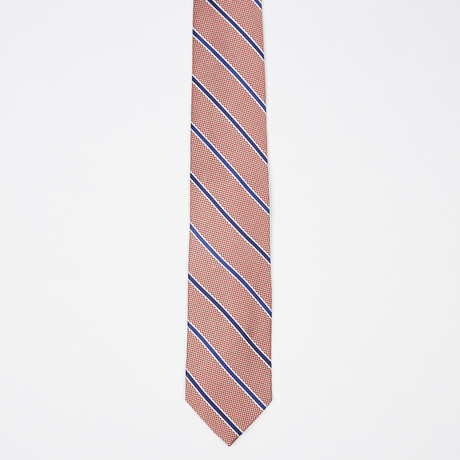 Mixed Texture Stripe Silk Tie // Red + Blue