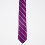 Mixed Texture Stripe Silk Tie // Fuschia