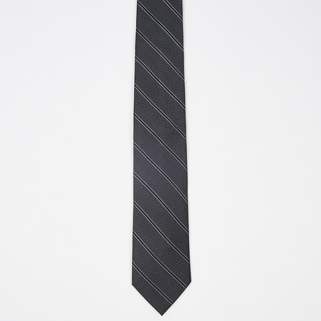 Wide Rope Stripes Silk Tie // Black