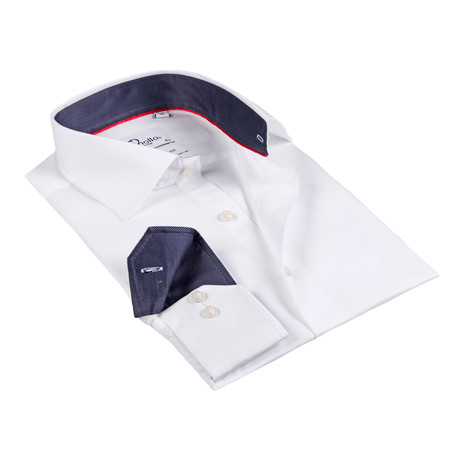 Kempton Button-Up Shirt // White + Charcoal (US: 15R)