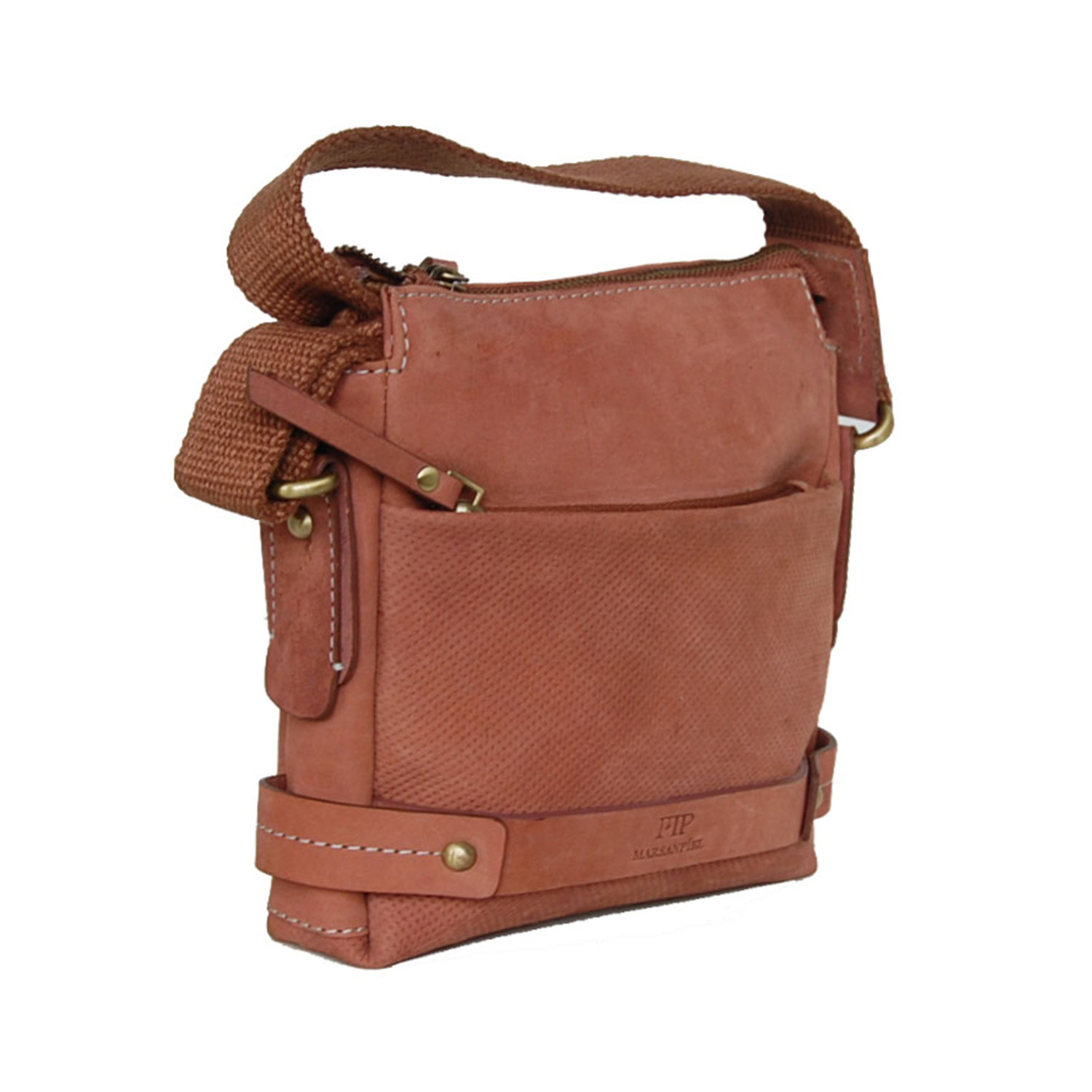 Gallard Nubuck Embossed Satchel // Cognac - Marsanpiel - Touch of Modern