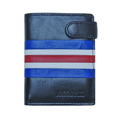 Tall Orsay Striped Wallet + Left Pocket Slot // Black
