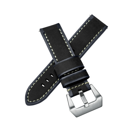 Aeromeister Watch Strap // Vintage Black + Grey Leather // S03