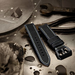 Aeromeister Watch Strap // Vintage Black + Grey Leather // S04