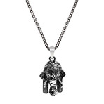 Elephant Hamsa Necklace // Silver