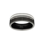 Triple Texture Steel Ring (Size 8)