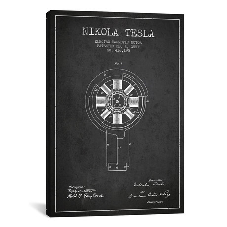 Tesla Electromagnetic Blueprint (18"W x 26"H x 0.75"D)