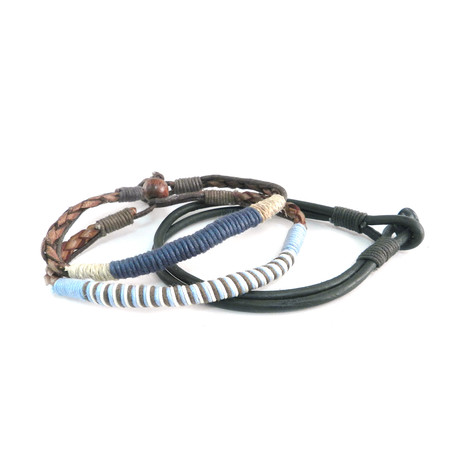 Thin Leather Bracelet // Set of 3
